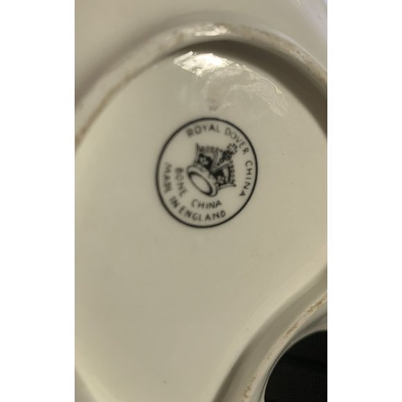 Royal Dover China Bone China England Vintage Trinket Dish Two Roses Gold Trim - Picture 10 of 10